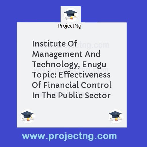 Institute Of Management And Technology, Enugu  Topic: Effectiveness Of Financial Control In The Public Sector