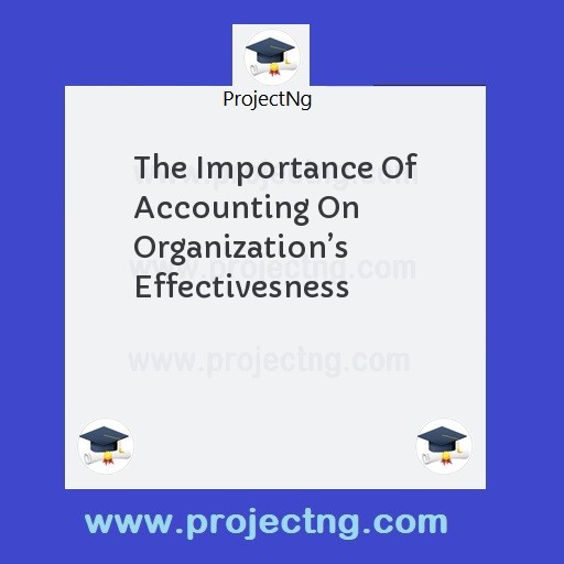 The Importance Of Accounting On Organizationâ€™s Effectivesness
