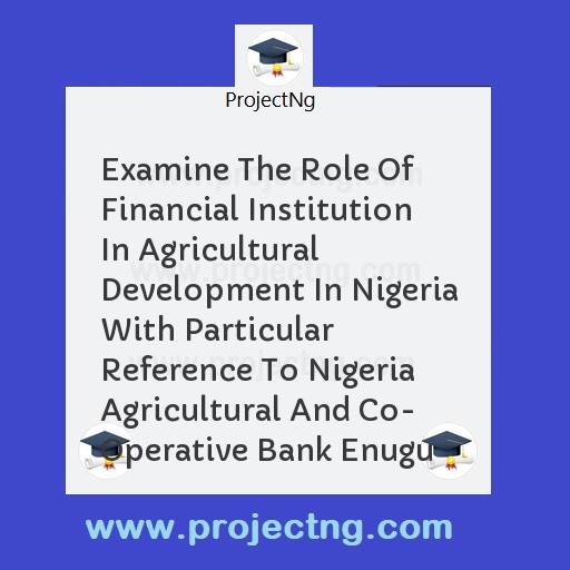 Examine The Role Of Financial Institution In Agricultural Development In Nigeria With Particular Reference To Nigeria Agricultural And Co- Operative Bank Enugu
