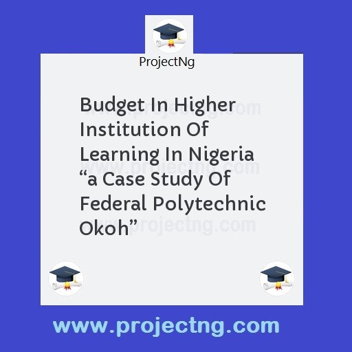 Budget In Higher Institution Of Learning In Nigeria â€œa Case Study Of Federal Polytechnic Okohâ€