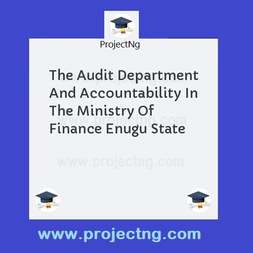 The Audit Department And Accountability In The Ministry Of Finance Enugu State