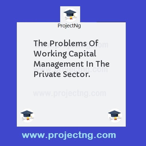 The Problems Of Working Capital Management In The Private Sector.