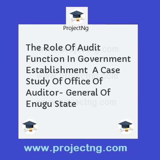 The Role Of Audit Function In Government Establishment  A Case Study Of Office Of Auditor- General Of Enugu State