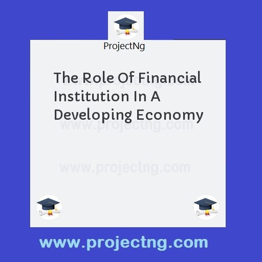 The Role Of Financial Institution In A Developing Economy