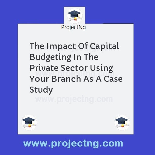 The Impact Of Capital Budgeting In The Private Sector Using Your Branch As A Case Study