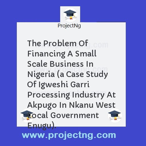 The Problem Of Financing A Small Scale Business In Nigeria 