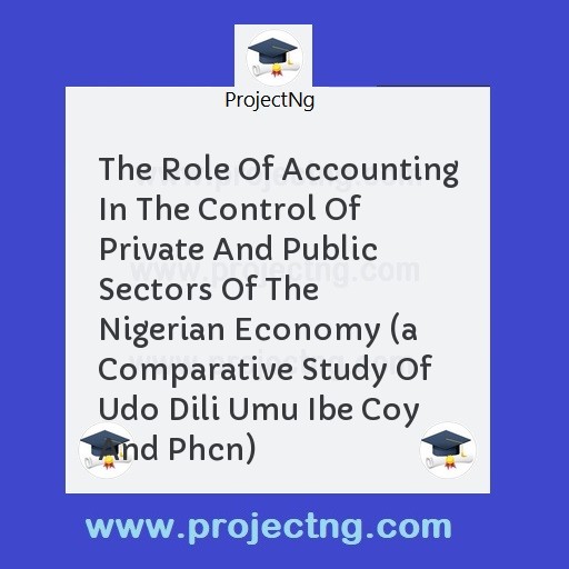 The Role Of Accounting In The Control Of Private And Public Sectors Of The Nigerian Economy (a Comparative Study Of Udo Dili Umu Ibe Coy And Phcn)