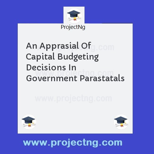 An Apprasial Of Capital Budgeting Decisions In Government Parastatals
