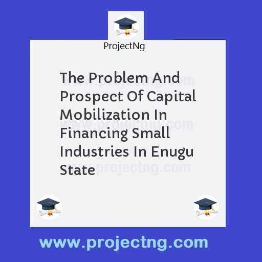 The Problem And Prospect Of Capital Mobilization In Financing Small Industries In Enugu State