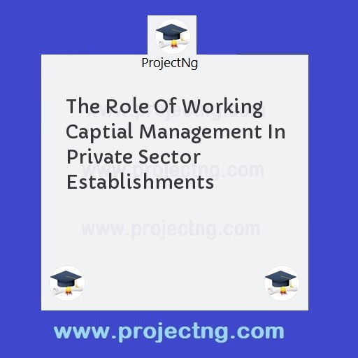 The Role Of Working Captial Management In Private Sector Establishments