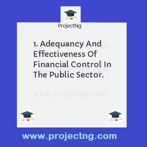 1. Adequancy And Effectiveness Of Financial Control In The Public Sector.