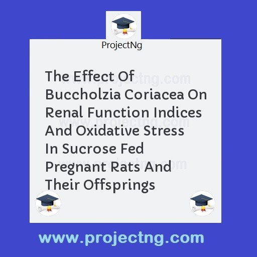 The Effect Of Buccholzia Coriacea On Renal Function Indices And Oxidative Stress In Sucrose Fed Pregnant Rats And Their Offsprings