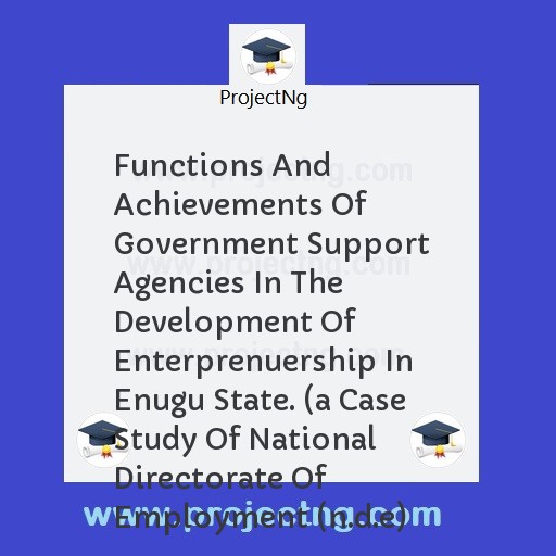 Functions And Achievements Of Government Support Agencies In The Development Of Enterprenuership In Enugu State. 