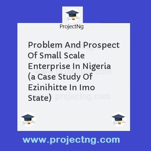 Problem And Prospect Of Small Scale Enterprise In Nigeria 