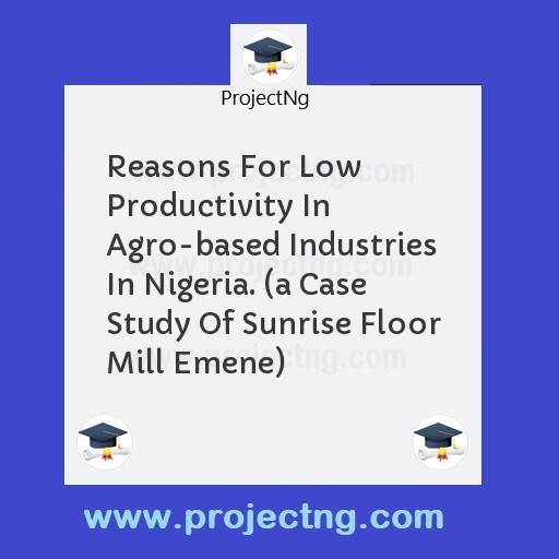 Reasons For Low Productivity In Agro-based Industries In Nigeria. 