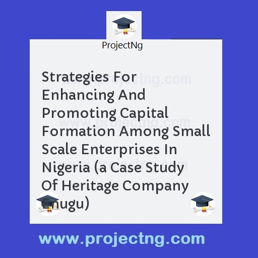Strategies For Enhancing And Promoting Capital Formation Among Small Scale Enterprises In Nigeria 