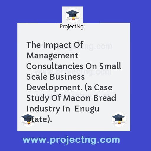 The Impact Of Management Consultancies On Small Scale Business Development. 