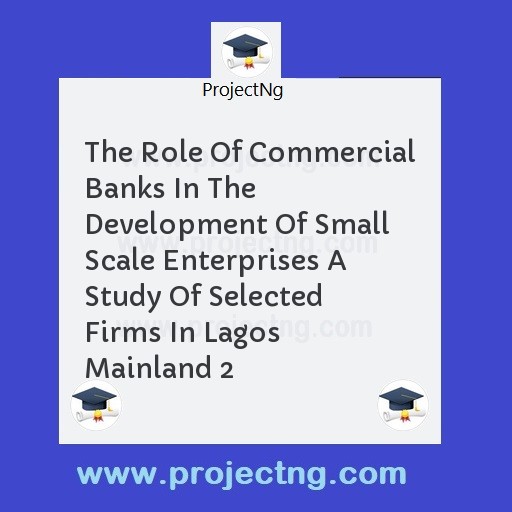 The Role Of Commercial Banks In The Development Of Small Scale Enterprises A Study Of Selected Firms In Lagos Mainland 2