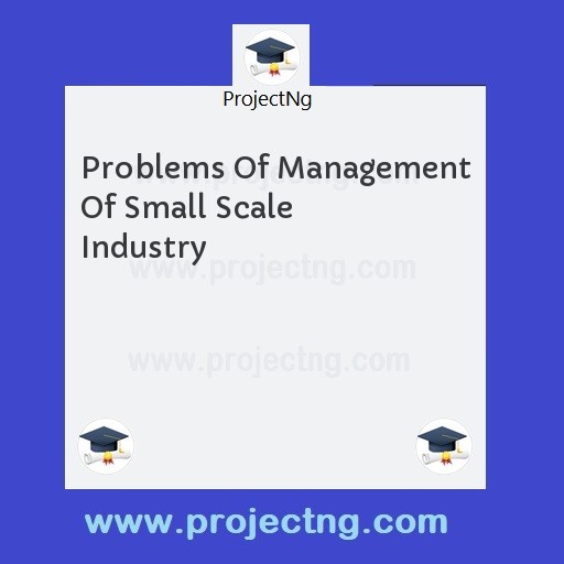 Problems Of Management Of Small Scale Industry