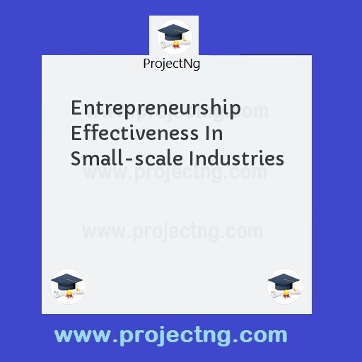 Entrepreneurship Effectiveness In Small-scale Industries