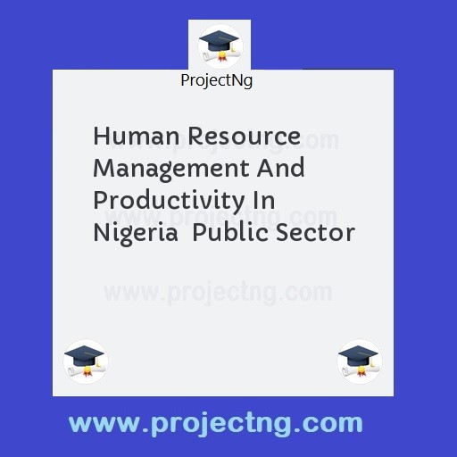 Human Resource Management And Productivity In Nigeria  Public Sector