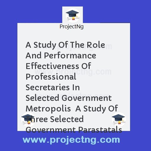 A Study Of The Role And Performance Effectiveness Of Professional Secretaries In Selected Government Metropolis  A Study Of Three Selected Government Parastatals