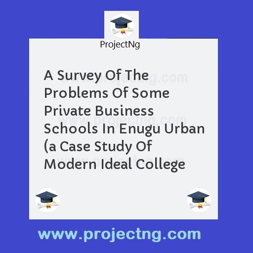 A Survey Of The Problems Of Some Private Business Schools In Enugu Urban 