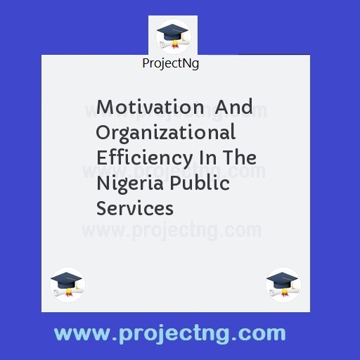 Motivation  And Organizational Efficiency In The Nigeria Public Services