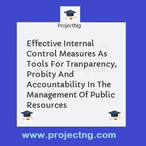 Effective Internal Control Measures As Tools For Tranparency, Probity And Accountability In The Management Of Public Resources