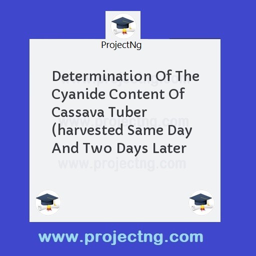 Determination Of The Cyanide Content Of Cassava Tuber (harvested Same Day And Two Days Later